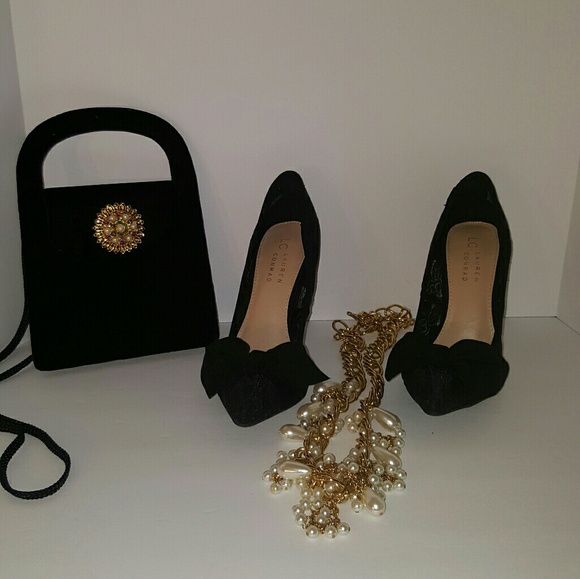 Lauren Conrad Black Lace Pumps Heels size 6.5 EUC - Picture 2 of 8